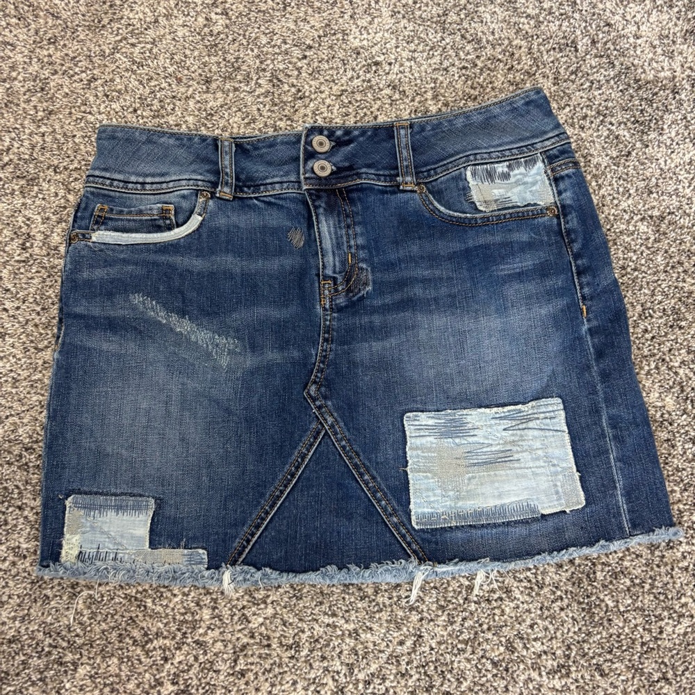 London Jean Skirt Denim Patchwork Skirt